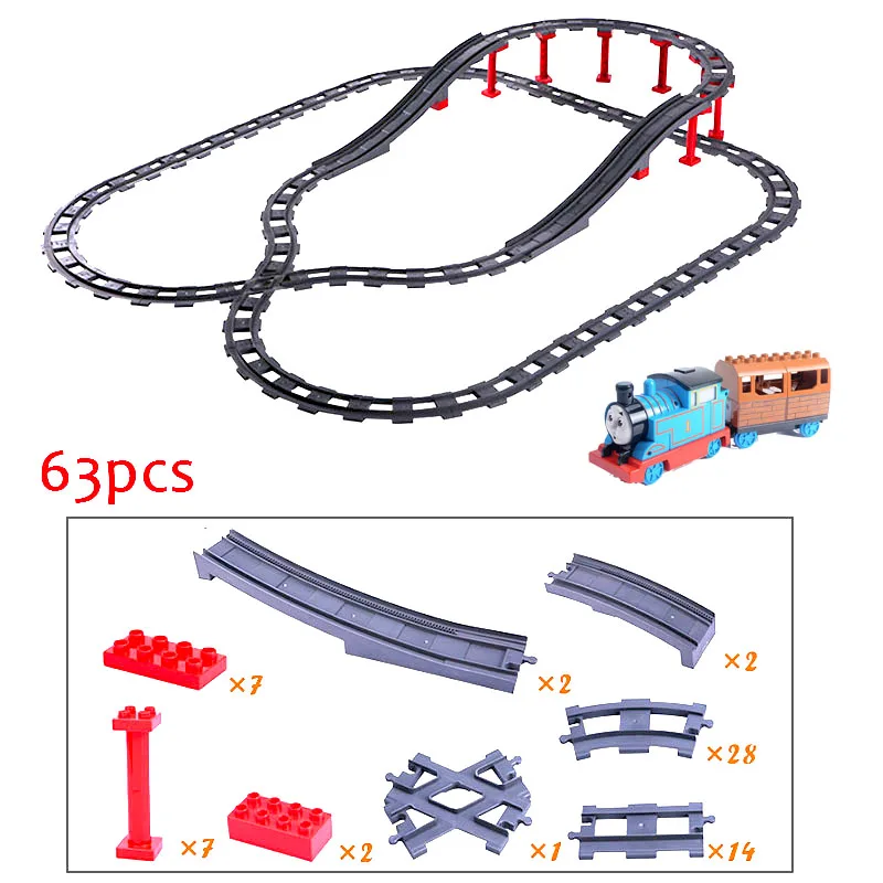 

Big Size Bricks Toys Battery Operated Train Track Bridge Set for Kids Creative Track Building Blocks Compatible Duploed