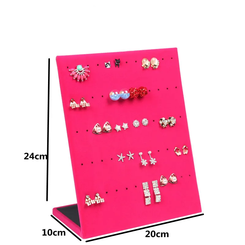 Манекен бархатное замшевое Кольцо Кулон Браслеты органайзер для сережек ожерелье ювелирные изделия Дисплей Подставка держатель стойка витрина тарелка полка - Цвет: M-Rose Pink-Earrings