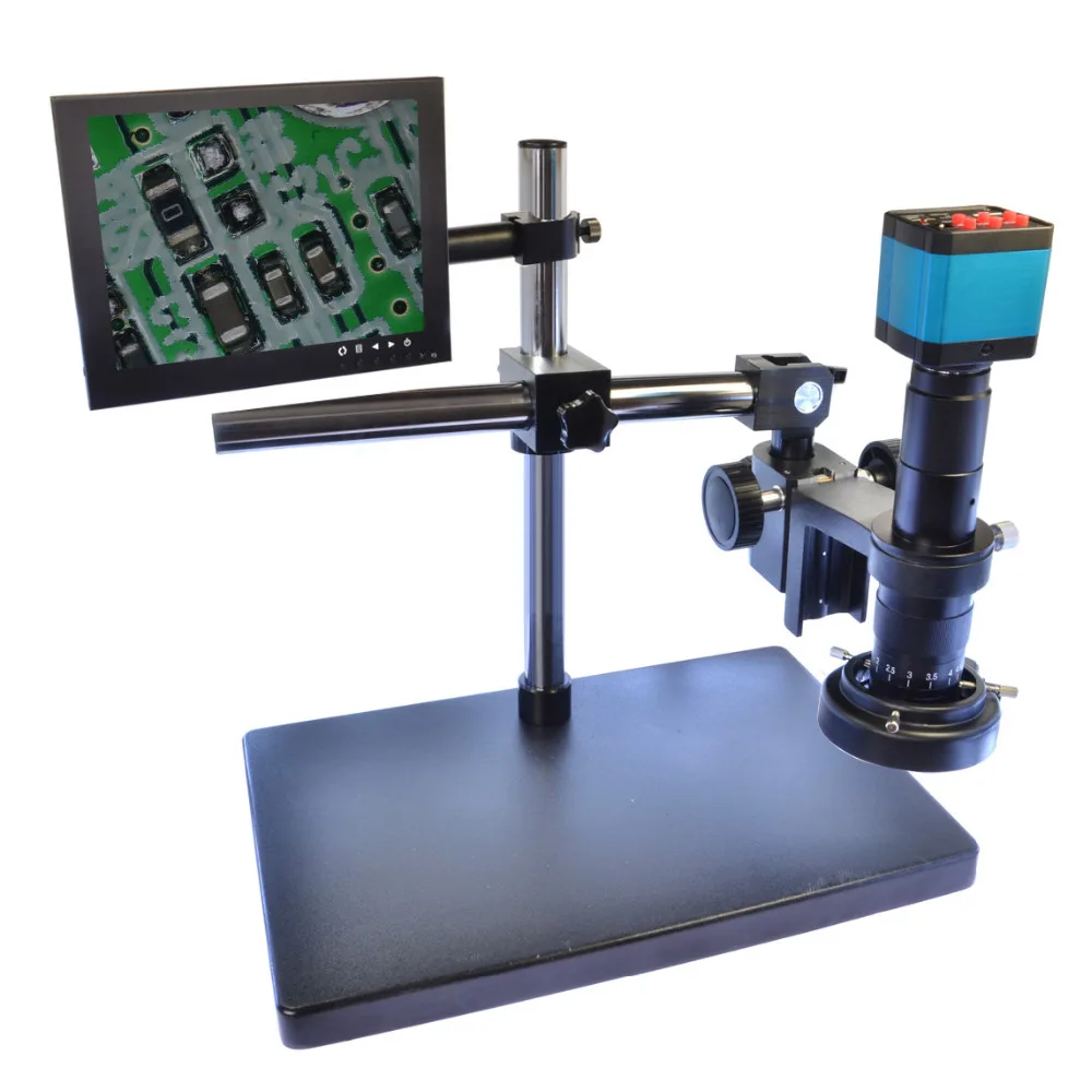 14MP HDMI USB Digital Industry Video Microscope Camera Set + Big Stand Universal bracket +180X C