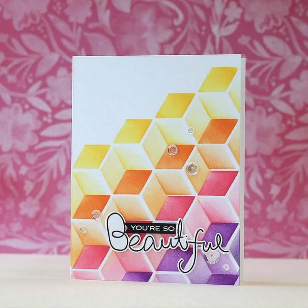 

Cube Builder Stencil for DIY Scrapbooking Photo Album Decorative Embossing Paper Cards Making Craft Plastic Template Drawing