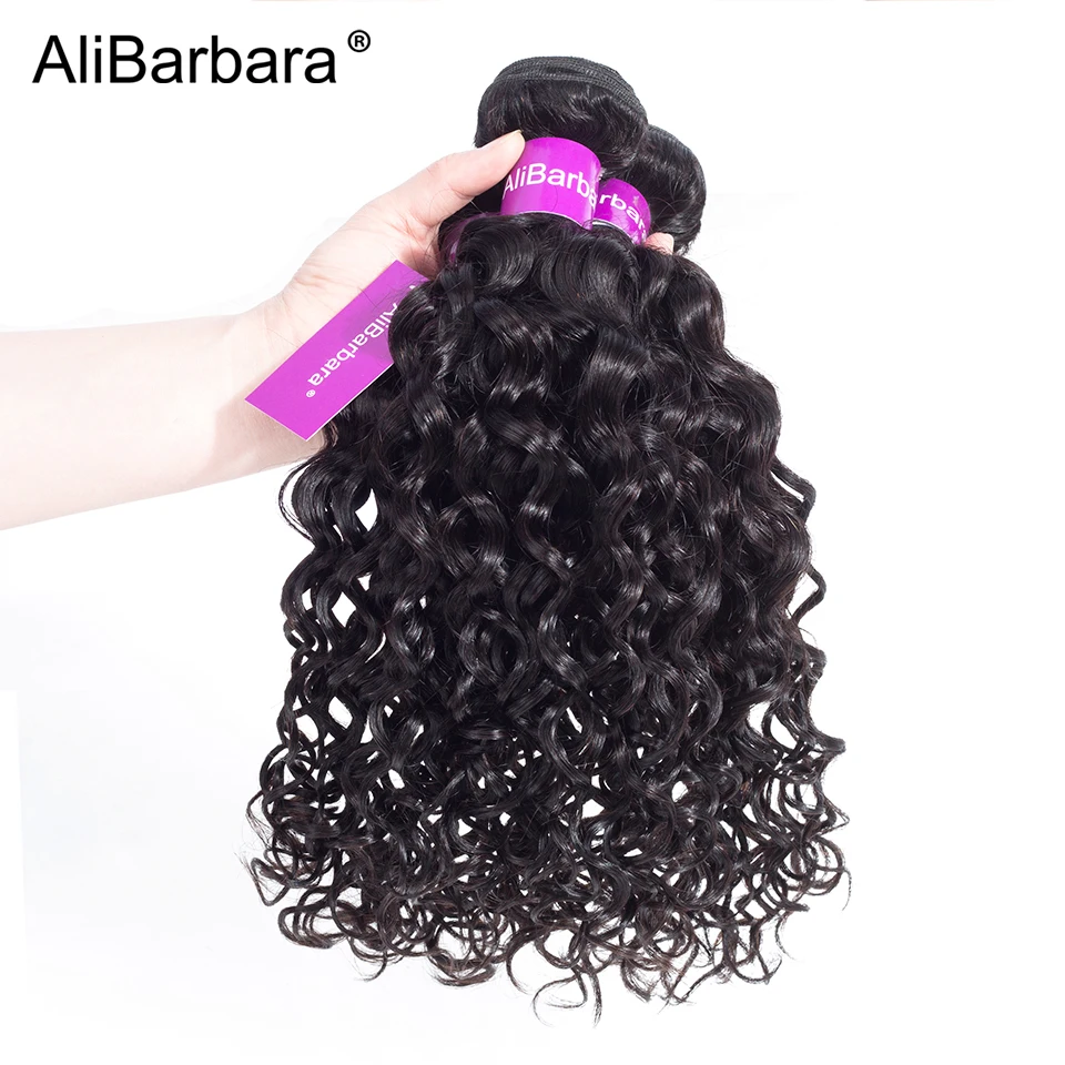 

AliBarbara Water Wave Indian Human Hair Bundles 100% Remy Human Hair Extensions Nature Color 8-28inch Drop Shipping 1/3/4 Bundle