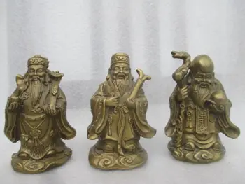 

Chinese collection decoration old copper three statues of gods, home decoration