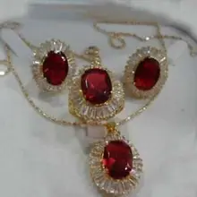 Высококачественное ювелирное изделие, покрытое надписью, прекрасный очаровательный благородный драгоценный камень, красный циркон, кристалл, ожерелье, подвеска, серьги, кольцо, набор