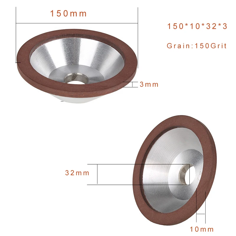 1 шт алмазное шлифовальное манжета колеса Точилка круг Грит 150 120 240 320 для Вольфрам Сталь фреза точилка для инструментов шлифовальные станки - Наружный диаметр: 150x10x32x3 150 Grit