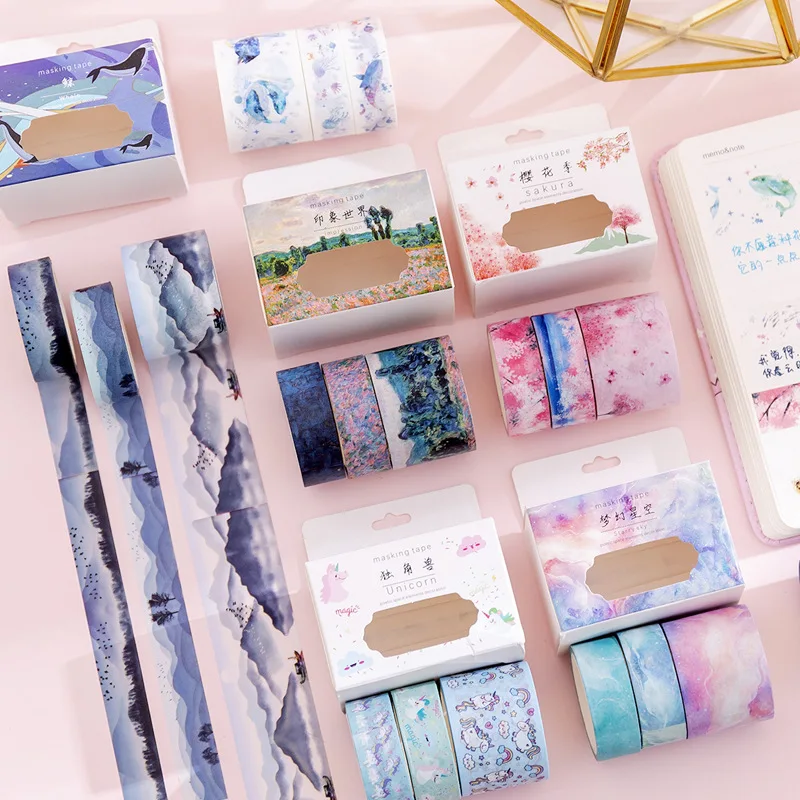 6pcs//set Creative Cherry blossoms//unicorn//Flamingo Washi Tape Decoration Tape