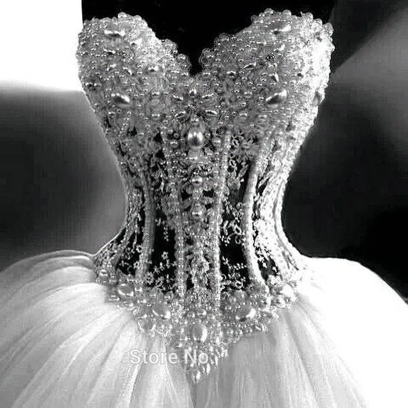 2015 Vestido De Noiva сердечко корсет Свадебные платья прозрачные романтичные с жемчугом