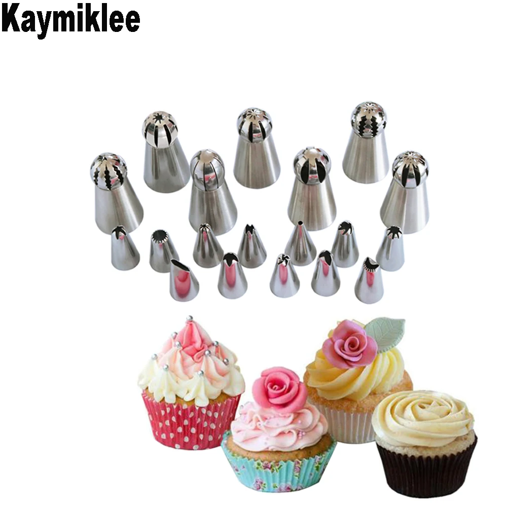 

Kaymiklee 21PCS/SET Nozzle Piping Pastry Cakes Stainless Steel Pastry Tips Cake Decorating Tips Set CS127