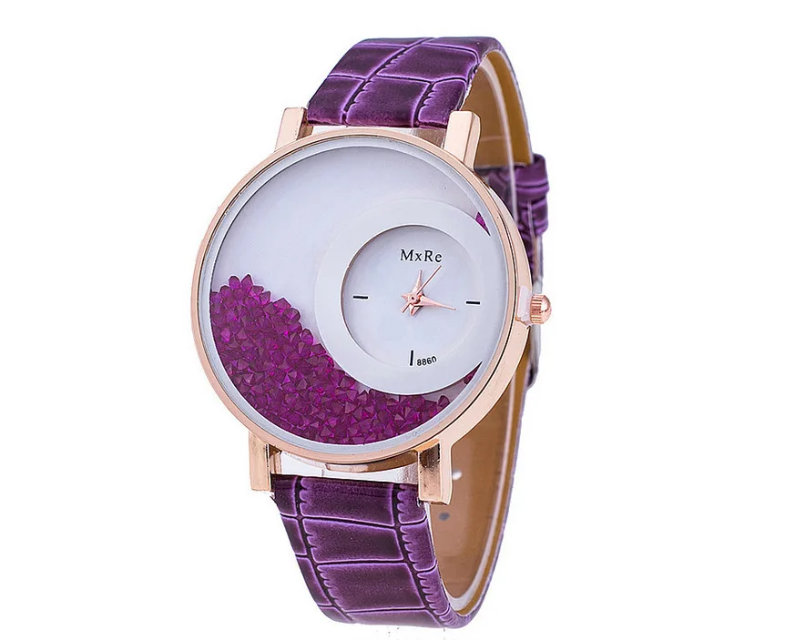 Новые часы кожаный браслет со стразами наручные часы женские модные часы Женские Аналоговые кварцевые relojes из сплава