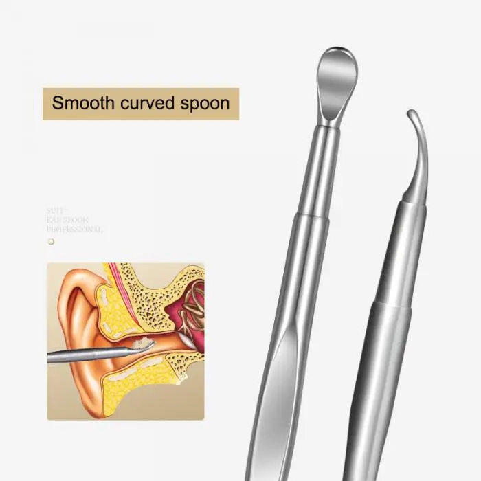 Новинка, набор ложек для ушей из нержавеющей стали, спиральный очиститель для удаления воска, уход за ушами, косметические инструменты JLRD