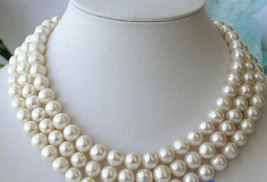 

Jewelr 006456 3ROW 10-11MM ROUND WHITE FRESHWATER PEARL NECKLACE