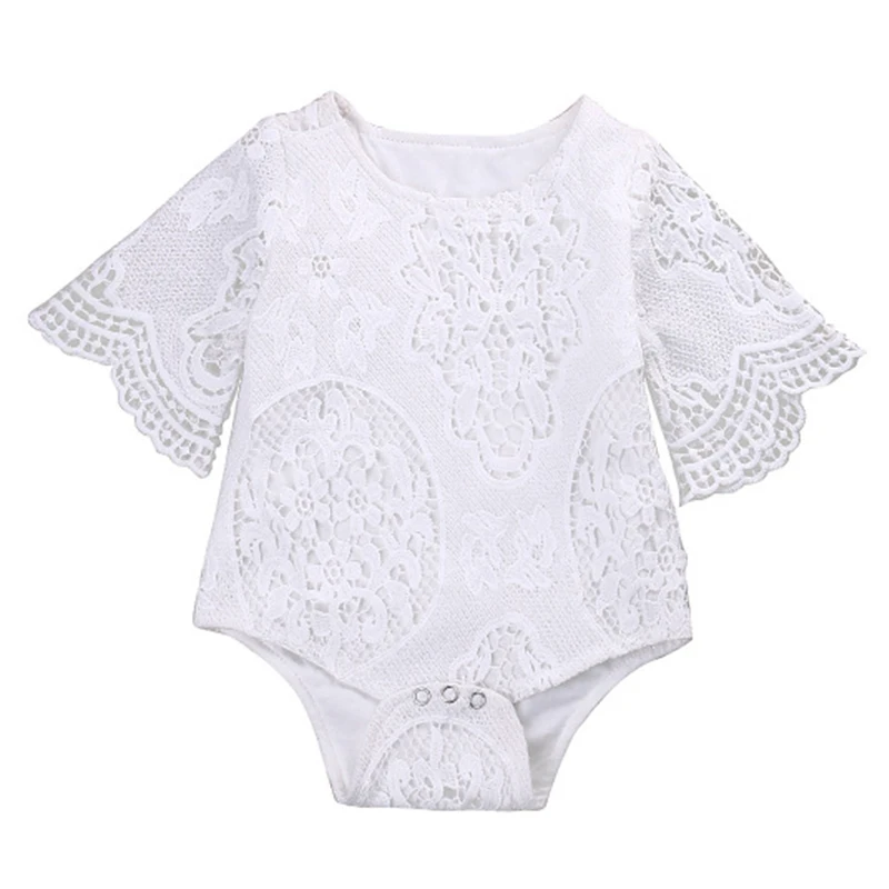 

Newborn Lovely Gifts Baby Girls White Ruffles Sleeve Romper Clothing Summer Infant Soft Lace Jumpsuit Clothes Sunsuit Outfits
