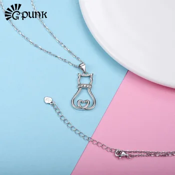 

Tiny 925 Sterling Silver Cat Necklace Women Cute Kitten Pendant with Silver Chain Cat Lover Girl Valentine Gift SC01B