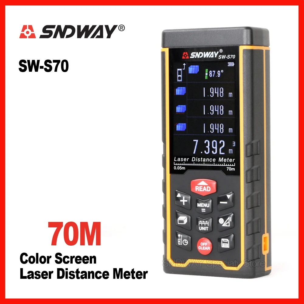 

Original Sndway color screen SW-S70 70m laser range finder distance tape measure roulette meter trena rangefinder ruler tool