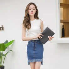 Большие размеры женские винтажные юбки Летний стиль корейский vestido saia feminina джинсы с кисточками Мини-Юбка Для Женщин A0268