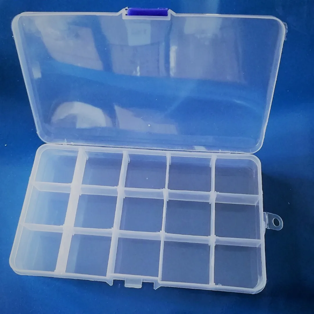 New 15 Slots Plastic Adjustable Jewelry Beads Storage Boxs Craft Organizer Case