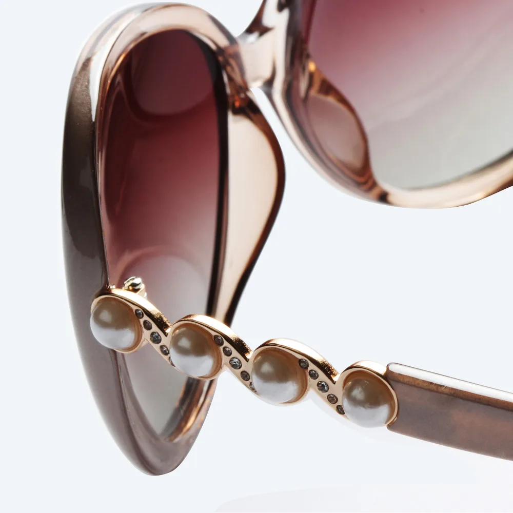 Liansan Polarisierte Perle Bein Übergroßen Fahren Retro champagne Marke brown Frauen Designer Oval Mode black Luxus Vintage Sonnenbrille Weiblich Purple Lsp580 FnFBAgR