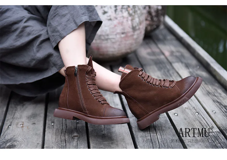Artmu; оригинальные женские ботинки; сезон осень-зима; Новые Ботинки martin из натуральной кожи; ботинки для учащихся в британском ретро-стиле; визуально увеличивающие рост; 6652
