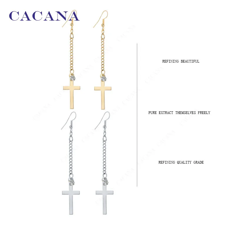 CACANA Long Earrings Cross Dangle Earrings For Women Top Quality With CZ Bijouterie Hot Sale No.A199