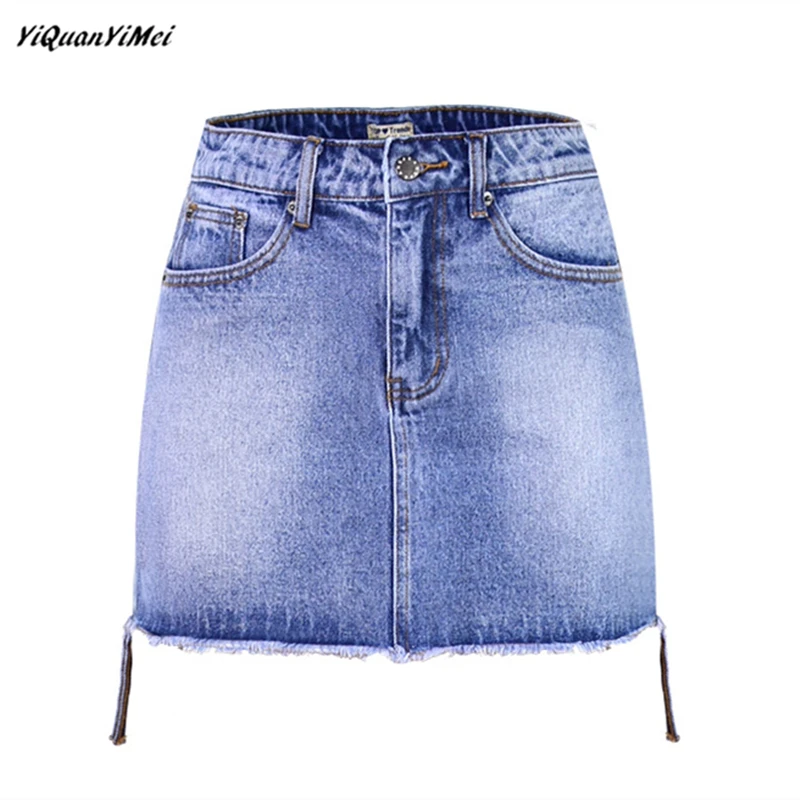 YiQuanYiMei Fashion denim skirts womens mini jeans skirt womandenim