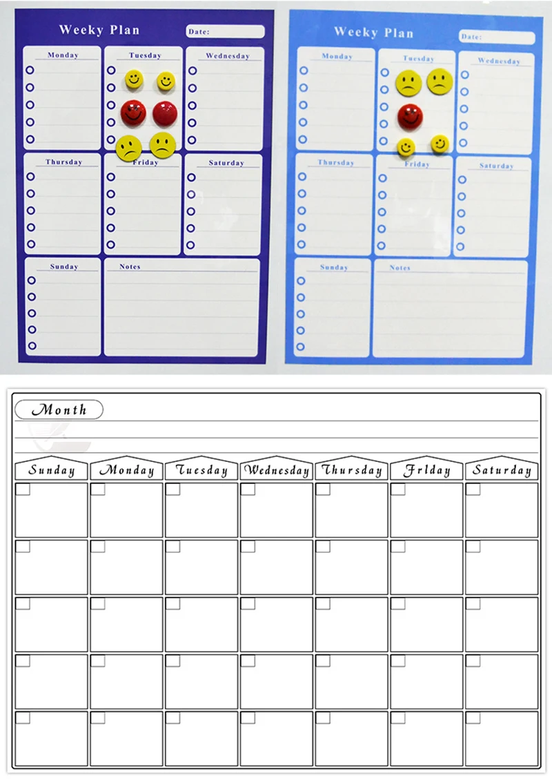 Ежемесячный ежедневник, доска для сухого стирания, магниты, холодильник, список дел,, органайзер для кухни, магнитная доска