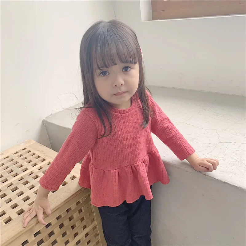 

2019 Toddler Tops Girls children's clothing autumn new lace T-shirt Baby girl Long Sleeve T-shirt