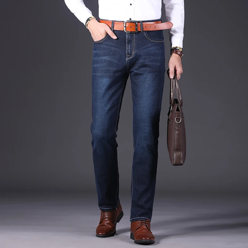 

2018 New Autumn Winter Men's Fashion Jeans Classic Trousers Denim Pants Business Casual Stretch Slim Jeans Male
