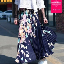 Новые весенние женские плиссированные юбки с высокой талией и принтом в стиле ретро элегантная дамская длинная юбка модная высококачественная повседневная юбка L971