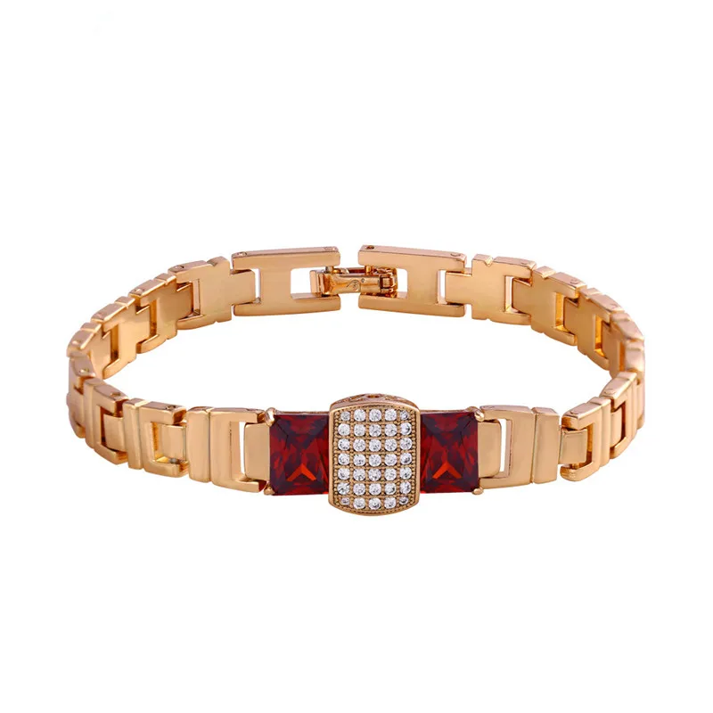 

808 STORE New Fine Jewelry 18k Gold Crystal Bracelet Fashion Watch Chain Bracelet Women Wedding Party Jewelry Accessories