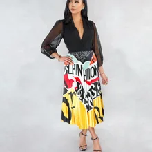 VAZN бренд высокое качество пикантные Для женщин юбки письмо шифон Джокер уменьшение возраста Womne плиссированная юбка макси OYP5339