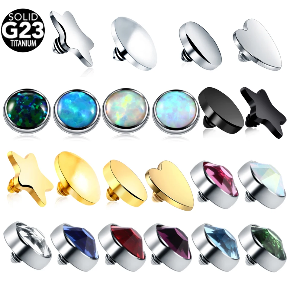 

1PC G23 Titanium Piercing Micro Dermal CZ Gem Micro Dermal Anchor Crystal Top Dermal Piercings Surface Piercing 14G Body Jewelry