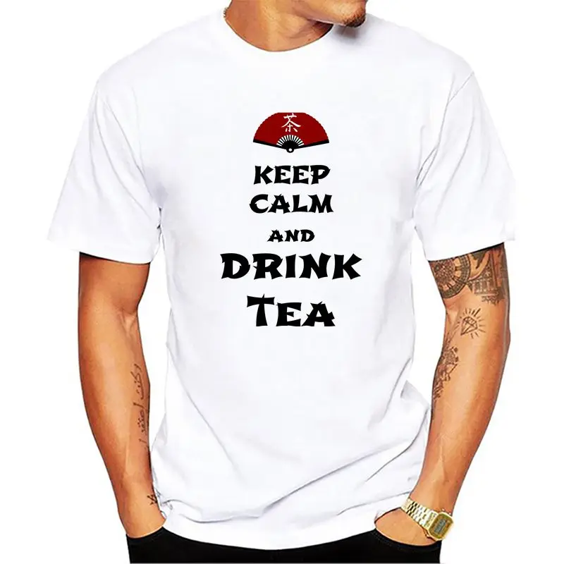 Summer Fashion Keep Calm And Drink Tea T Shirt men Tops Cotton Short Sleeve T-shirt | Мужская одежда