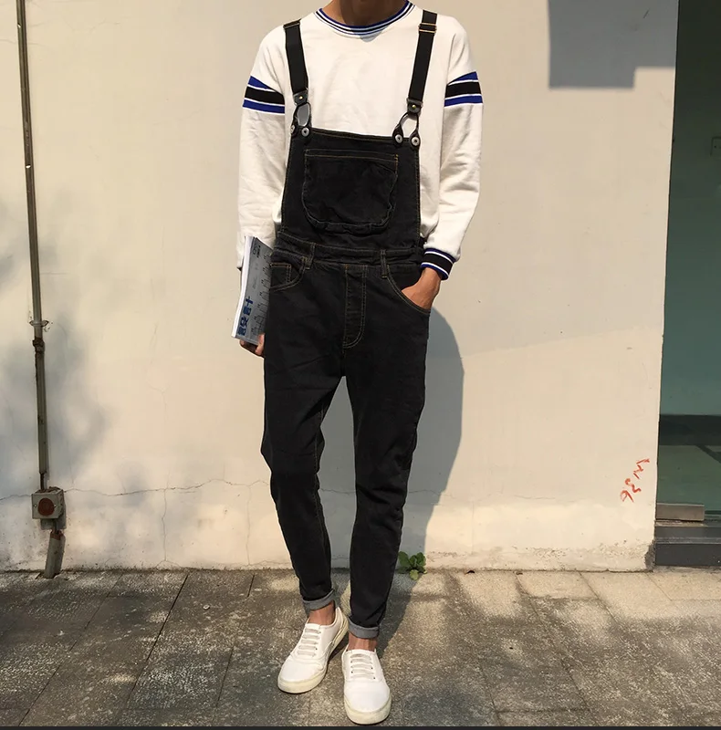 Buy Black Denim Overalls Men 2017 New Fashion Bib