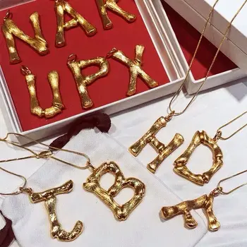 

Initial Letters Necklace Women Gold Color Chain Long Necklaces Snake Chain Choker Collar Man Necklaces Fashion Trendy Jewelry