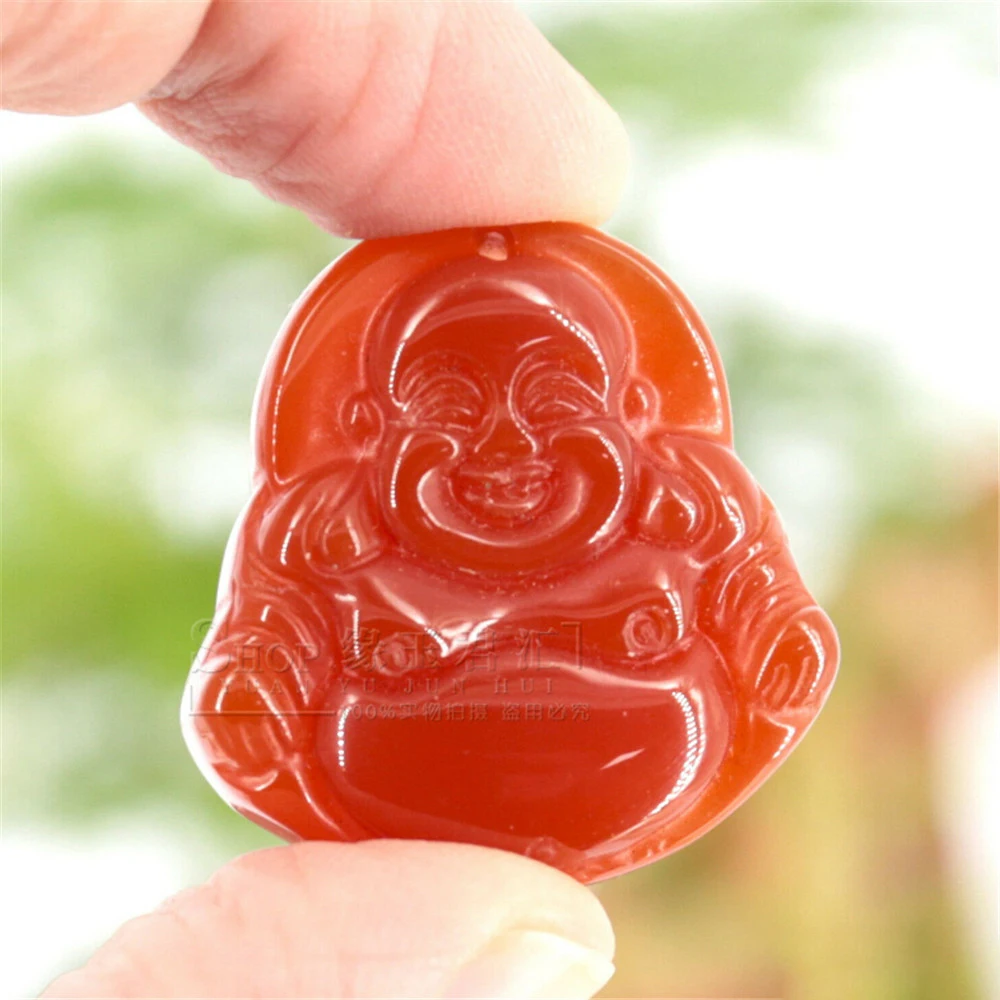 

Hand Carved Natural Genuine Red Onyx Maitreya Buddha Pendant high 3CM Fashion Buddhist Women's Pendant Necklace Amulet Wholesale