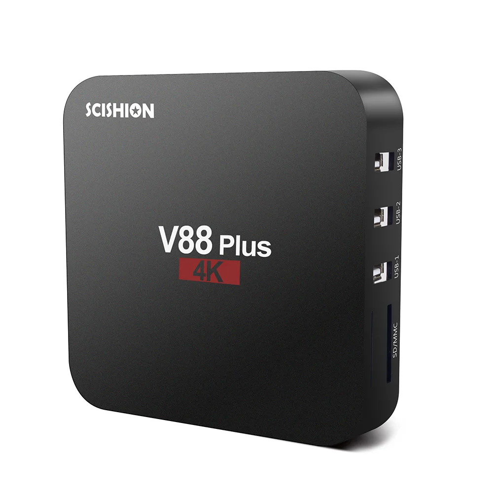 SCISHION V88 плюс Смарт ТВ приставка Android 8,1 ТВ приставка RK3229 Четырехъядерный 4K 2 GB/16 GB Miracast DLNA WiFi LAN HD медиаплеер