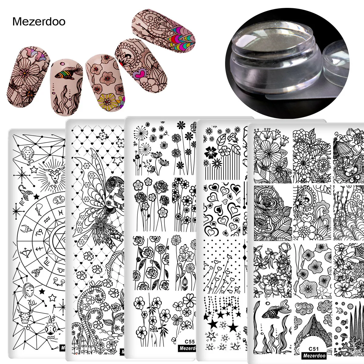 Набор стемперов для ногтей, желе, набор для тиснения, различные дизайнерские штампы для ногтей, изображения, металлические шаблоны, 3D художественное оформление ногтей, стемпер