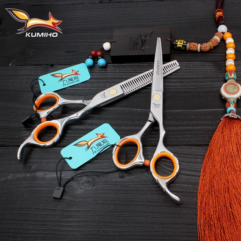 Najtaniej KUMIHO darmowa wysyłka nożyczki do włosów z mikro ostrze ząbkowane profesjonalne nożyczki fryzjerskie wysokiej jakości 6 cali 9cr13