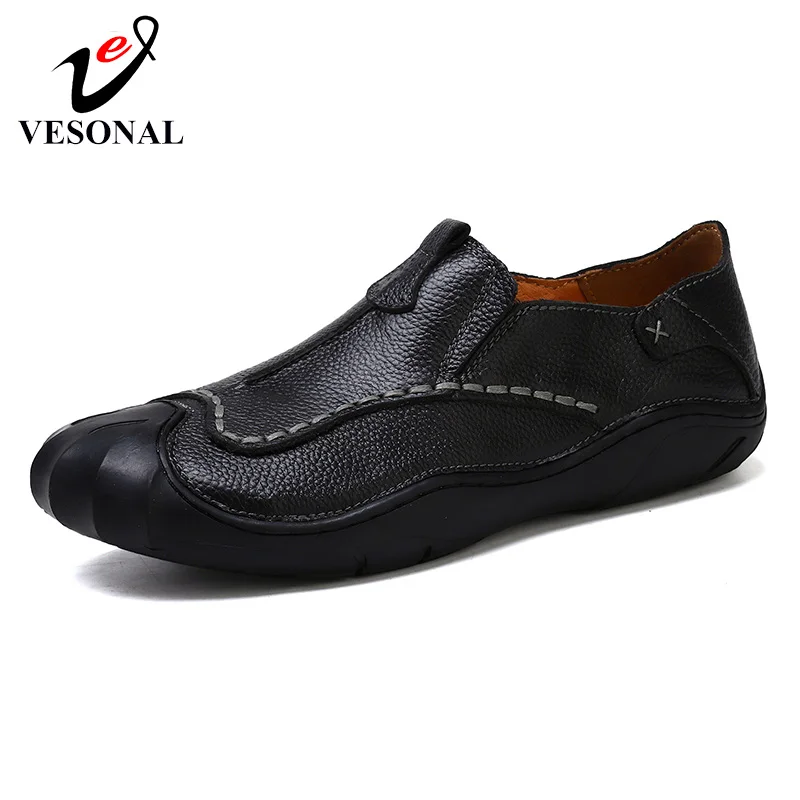 

VESONAL Brand Casual Male Shoes Adult Men Genuine Leather Spring Autumn Fashion Quality Footwear Man Safety Shoes
