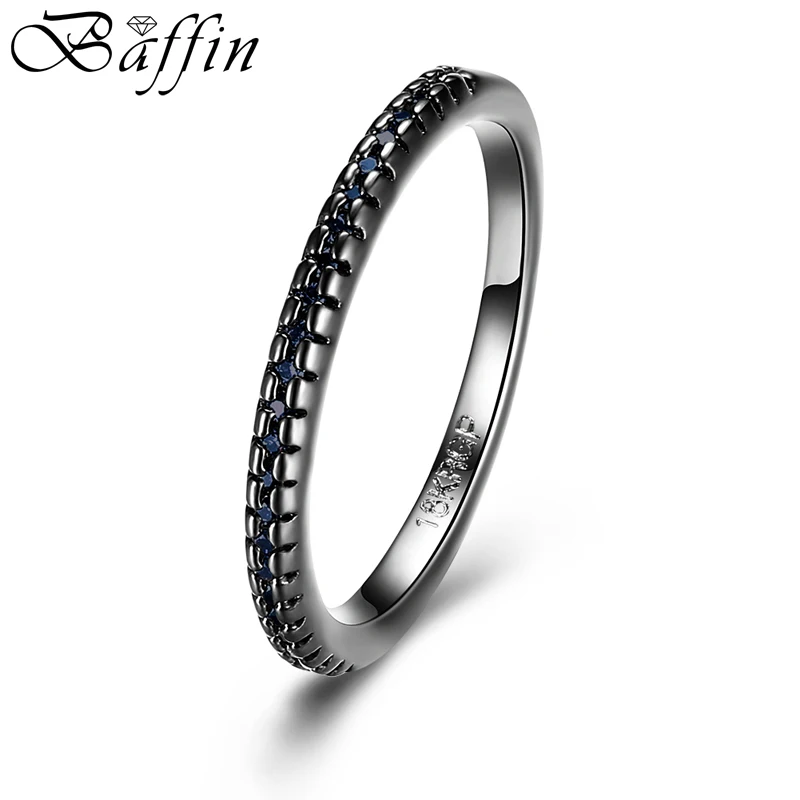 

BAFFIN Vintage Simple Finger Ring With Cubic Zirconia Jewelry Black Gun Color Stones Rings For Women Men Accessories