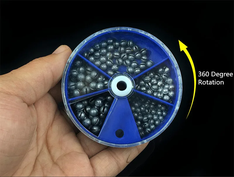 57 Sizes Mini Round Split Lead Sinkers Set Fishing Lead Weights in Fishing Accessories Box 0.2g 0.28g 0.38g 0.5g 0.8g 1.6g 2 (8)