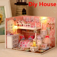 Ручной работы кукольный дом Мебель Miniatura DIY Кукольные домики миниатюрный кукольный домик деревянный Игрушечные лошадки для детей Взрослые подарок на день рождения