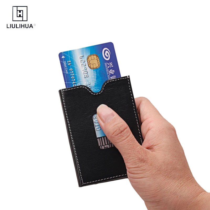 trihold ultimate tri-fold black leather card wallet for men and women-perfect for credit card ID drivers licenses and bills