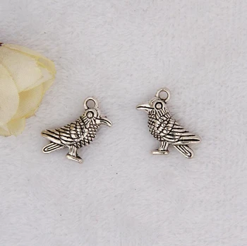 

Hot 80pcs Zinc Alloy Plating Silver Beautiful Crow Charm Pendant Fashion Jewelry For Necklace&Bracelet Accessories Fitting J530