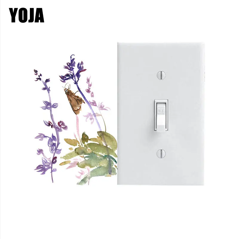 

YOJA Wall Sticker Purple Flowers And Butterfly PVC Room Decorative Fashion Style Switch Decal High-quality 8SS0424