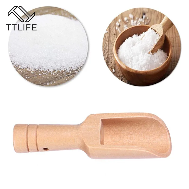 

TTLIFE Mini Wooden Scoops Bath Salt Spoon Candy Flour Coffee Rice Spices Food-grade Smooth Wood Spoon Scoops Kitchen Utens Tool