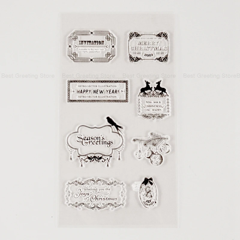 

Vintage Christmas Frame Stamps Merry Christmas Cardmaking Supplies