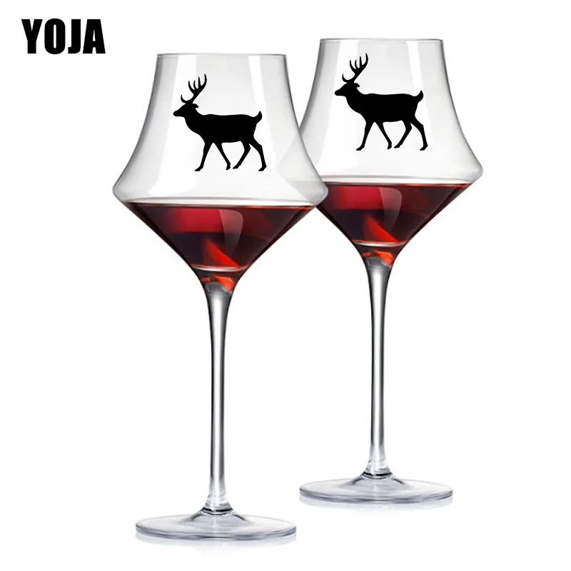 

YOJA 6X6.3CM 6pcs Deer Animal Creative Wine Glass Cups Decor Stickers Fashion Home Wall Decals G1-0060
