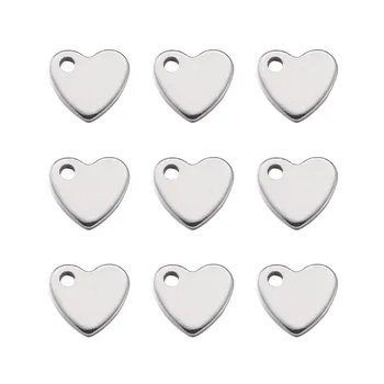 

200pcs 304 Stainless Steel Pendants Stamping Tag Heart Charms Original Color Blacnk for Jewelry Making DIY 10x9x1.5mm Hole: 2mm