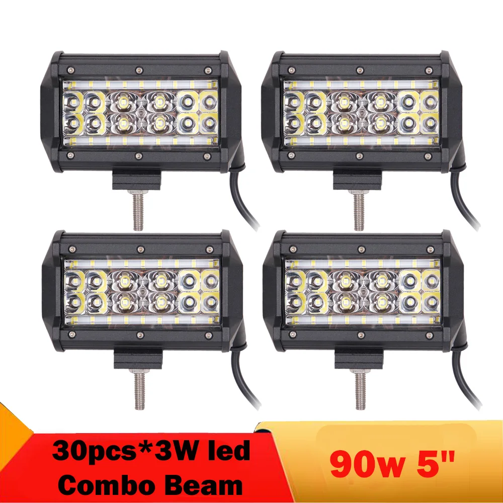 5'' Led Light Offroad Light Bar 90W Combo Beam Offroad Work Lights LED