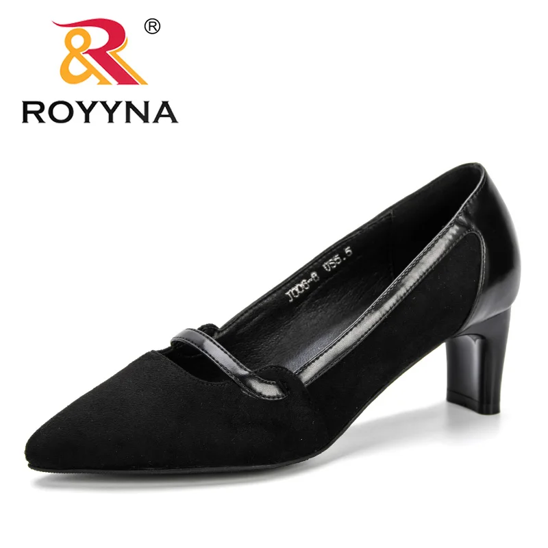 

ROYYNA 2019 Spring Shallow Fashion Women's High Heels Shoes Mixed Colors Pointed Toe Women Pumps Show Trendy Female Office Shoe